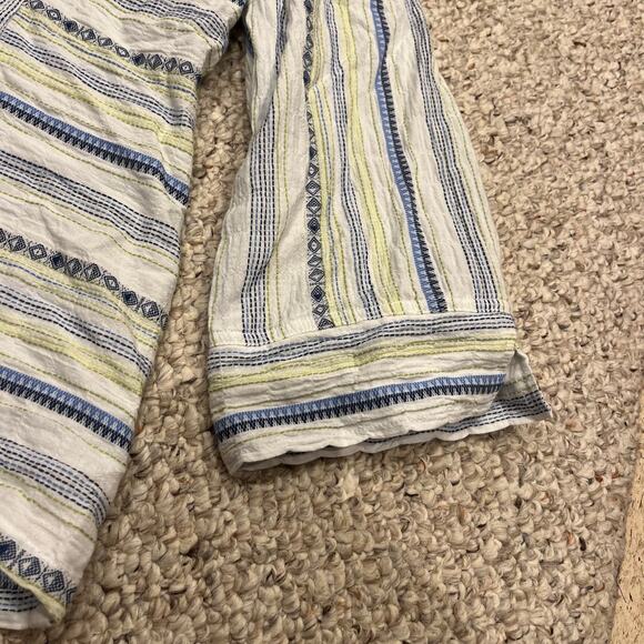 Habitat Princess Seamed Shirt Sz XL Button Down Stripe Nautical Coastal Casual - Picture 5 of 6